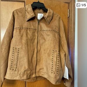 Daydreamer Brown Faux Suede  Jacket with Stud Accents